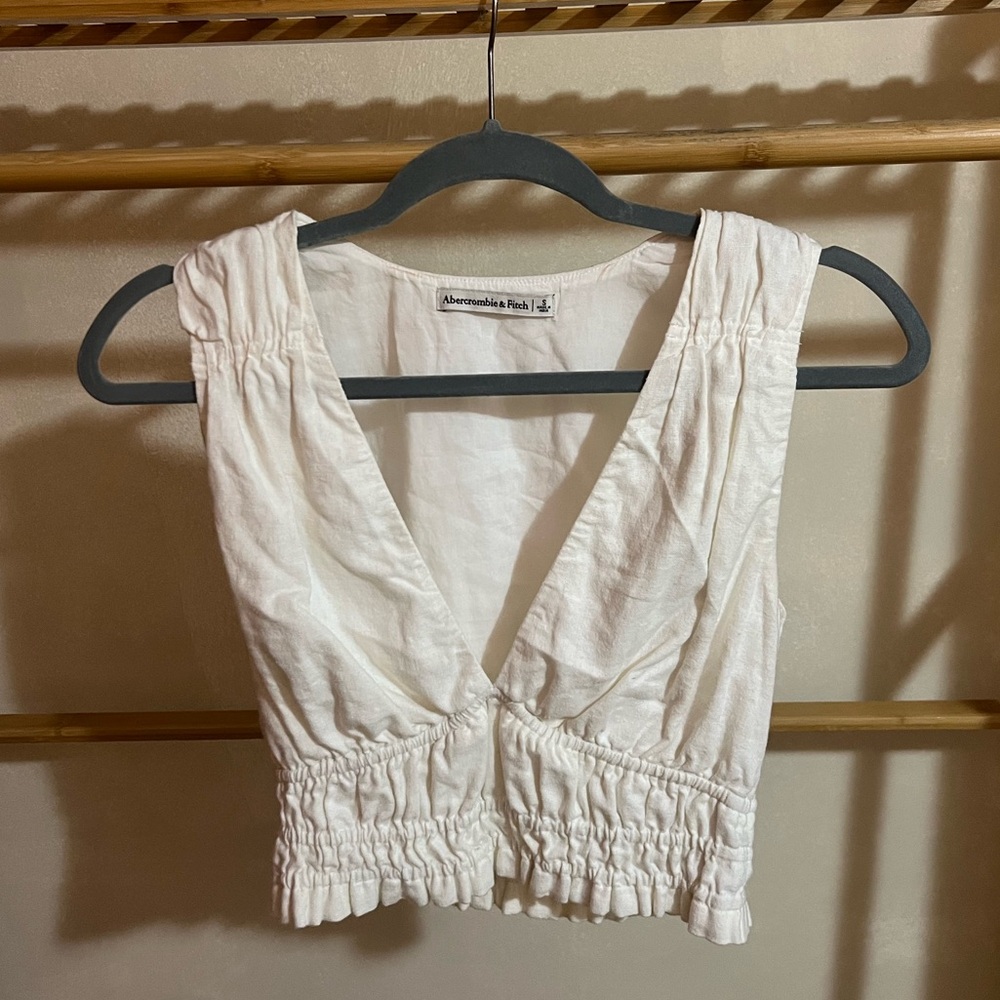 Abercrombie & Fitch Wide Strap Linen Blend Tank